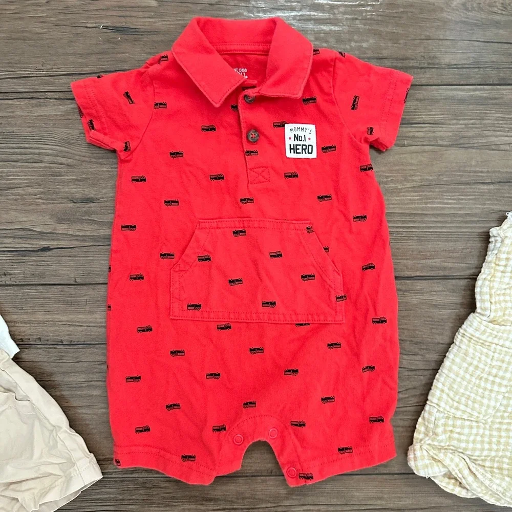 Carter's Baby Boy Outfit Lot 6 Piece Overalls‎ Romper Shorts Set 6M